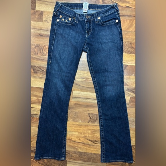 True Religion Bootcut Jeans W29 Dark Wash Flap Pockets Stretch Denim Made in USA - Picture 2 of 4